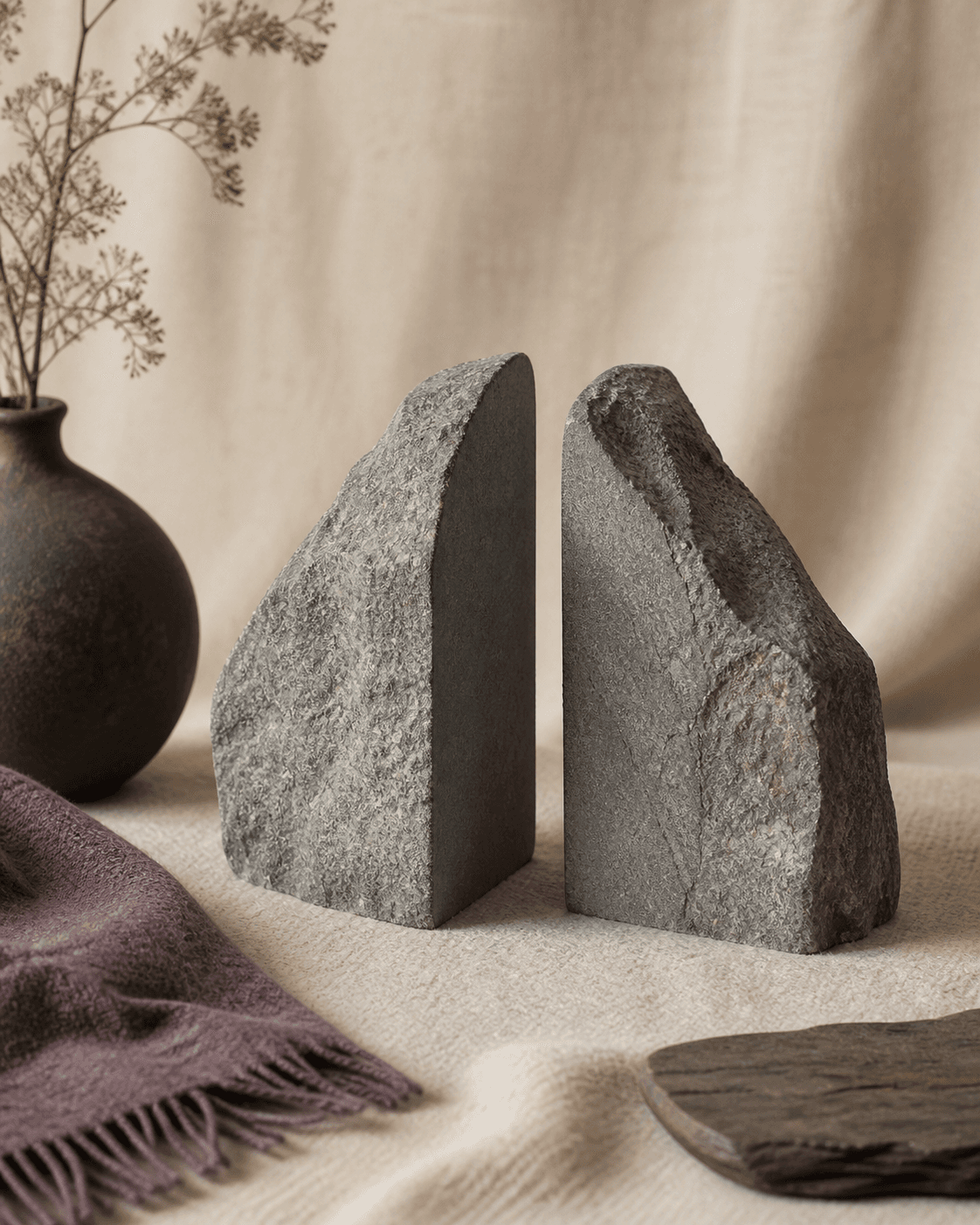 Stone Block Bookends