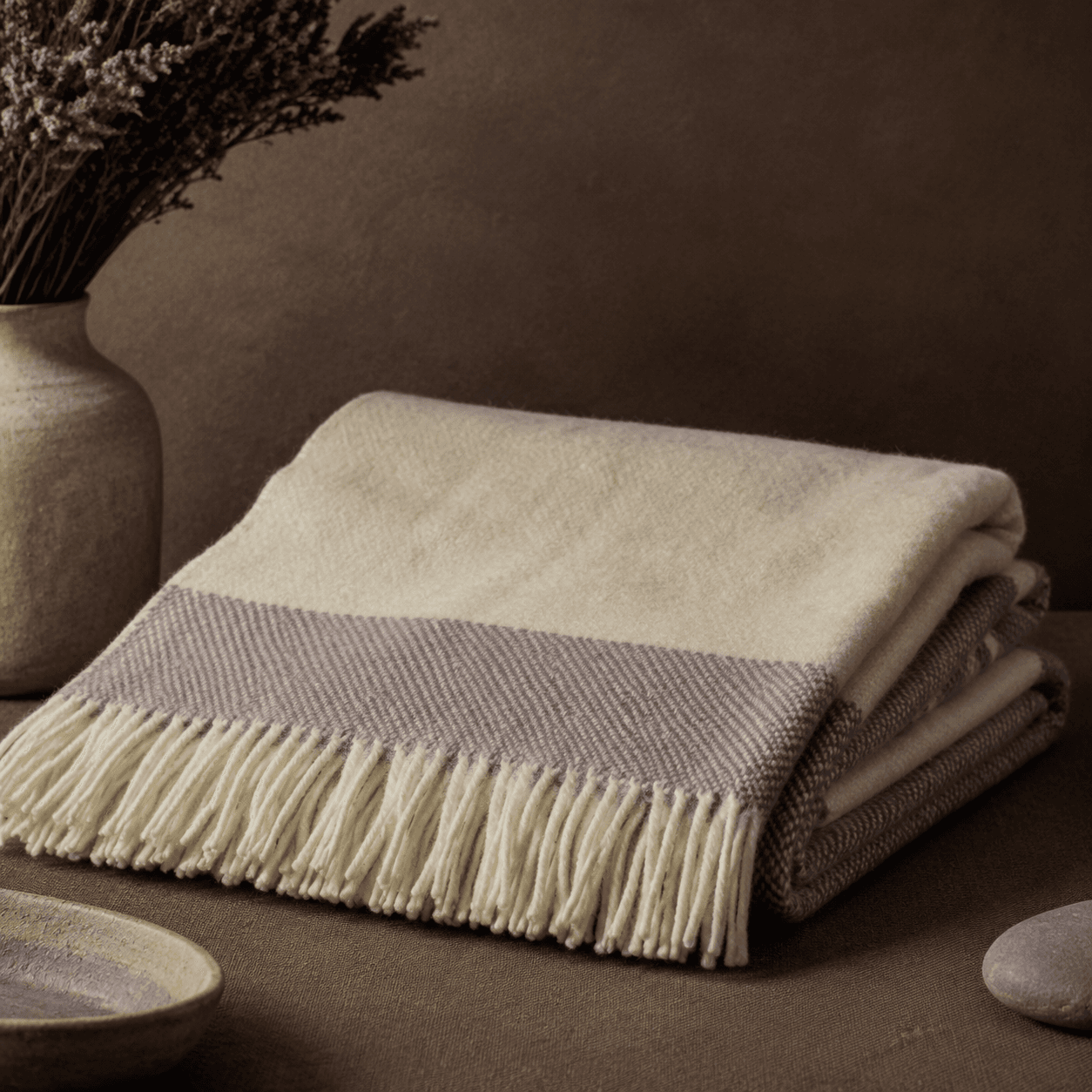 Cream Fringe Throw